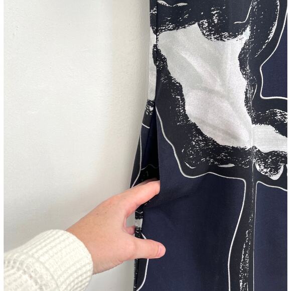 COS Abstract Print Short Sleeve High Neck Artsy A-Line T-Shirt Shift Dress US2 - Picture 10 of 14